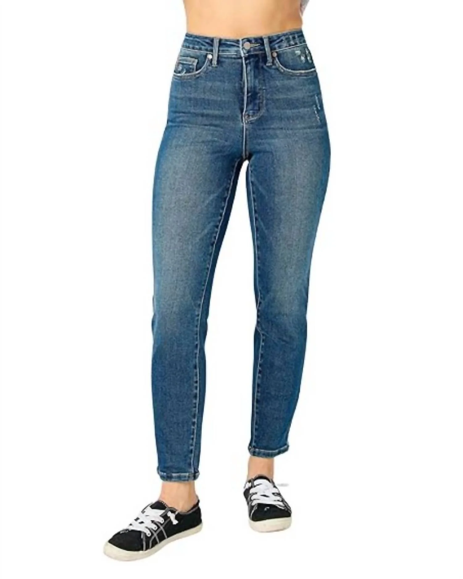 High Rise Tummy Control Slim Jeans In Denim
