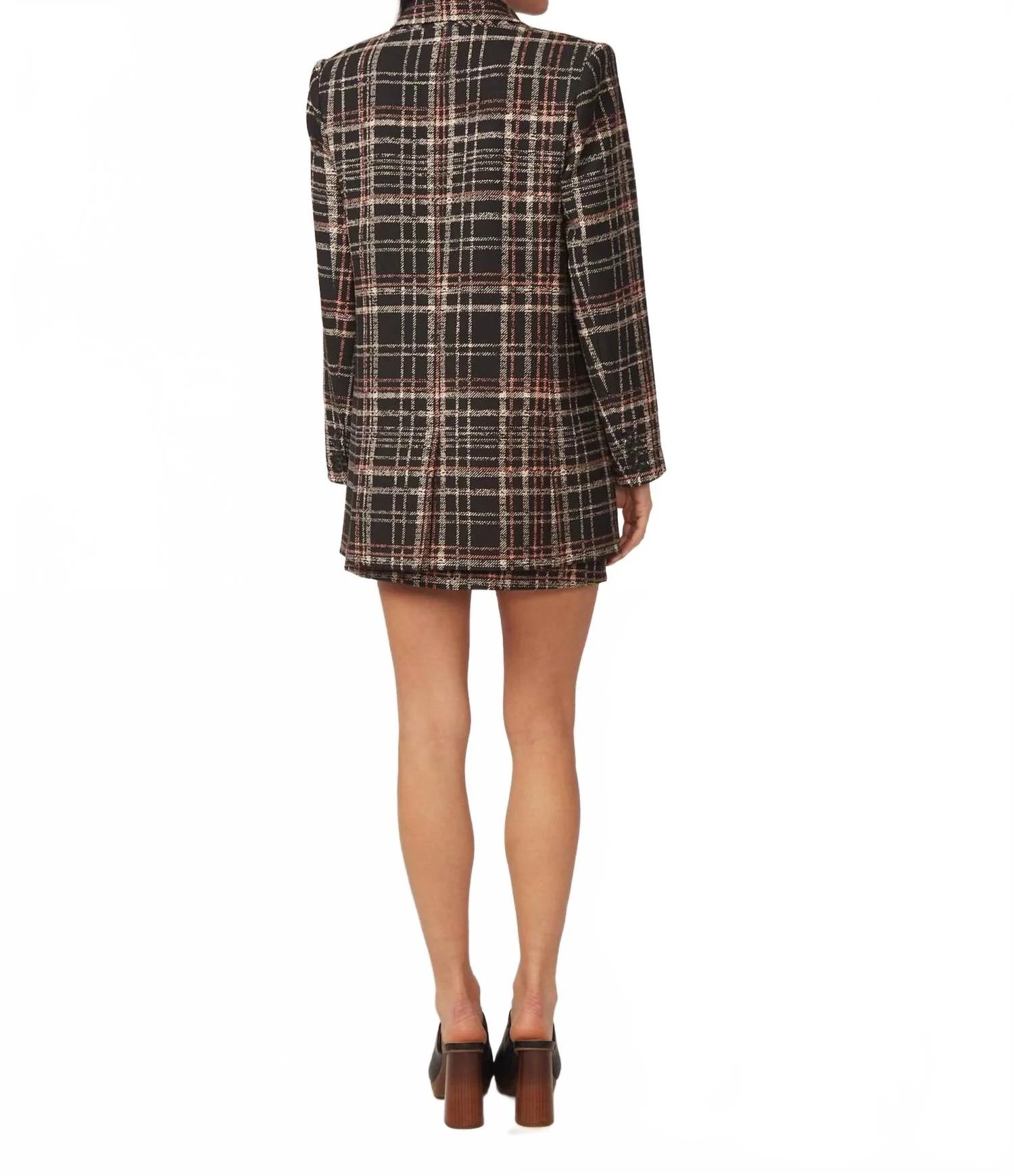Micah Oversized Blazer In Black Plaid