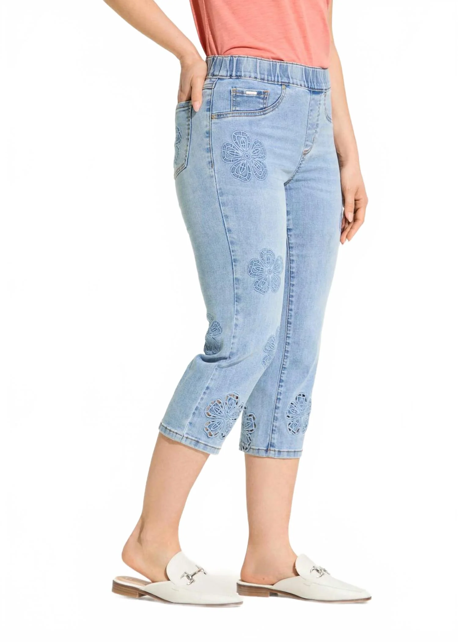 Pull On Capri In Medium Blue