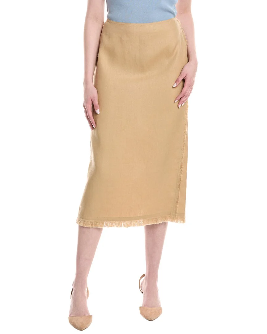 Lafayette 148 New York Fringe Linen Pencil Skirt