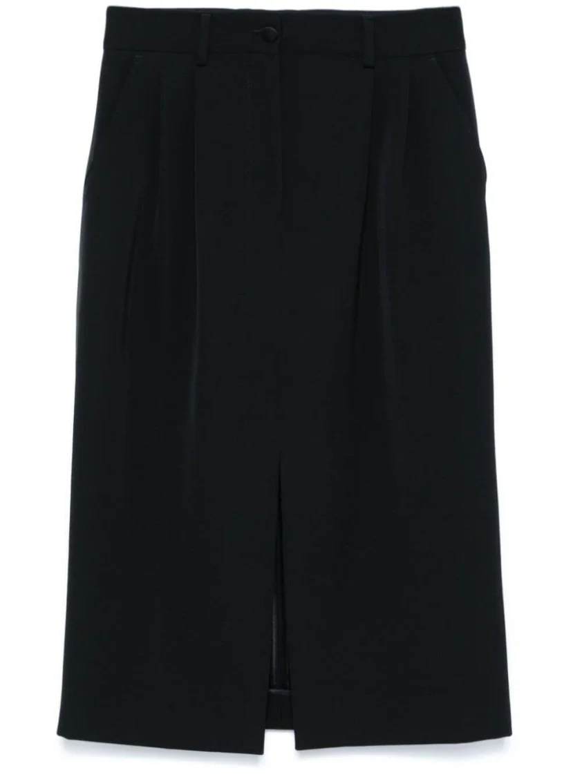 Tailored Black Wool Skirt