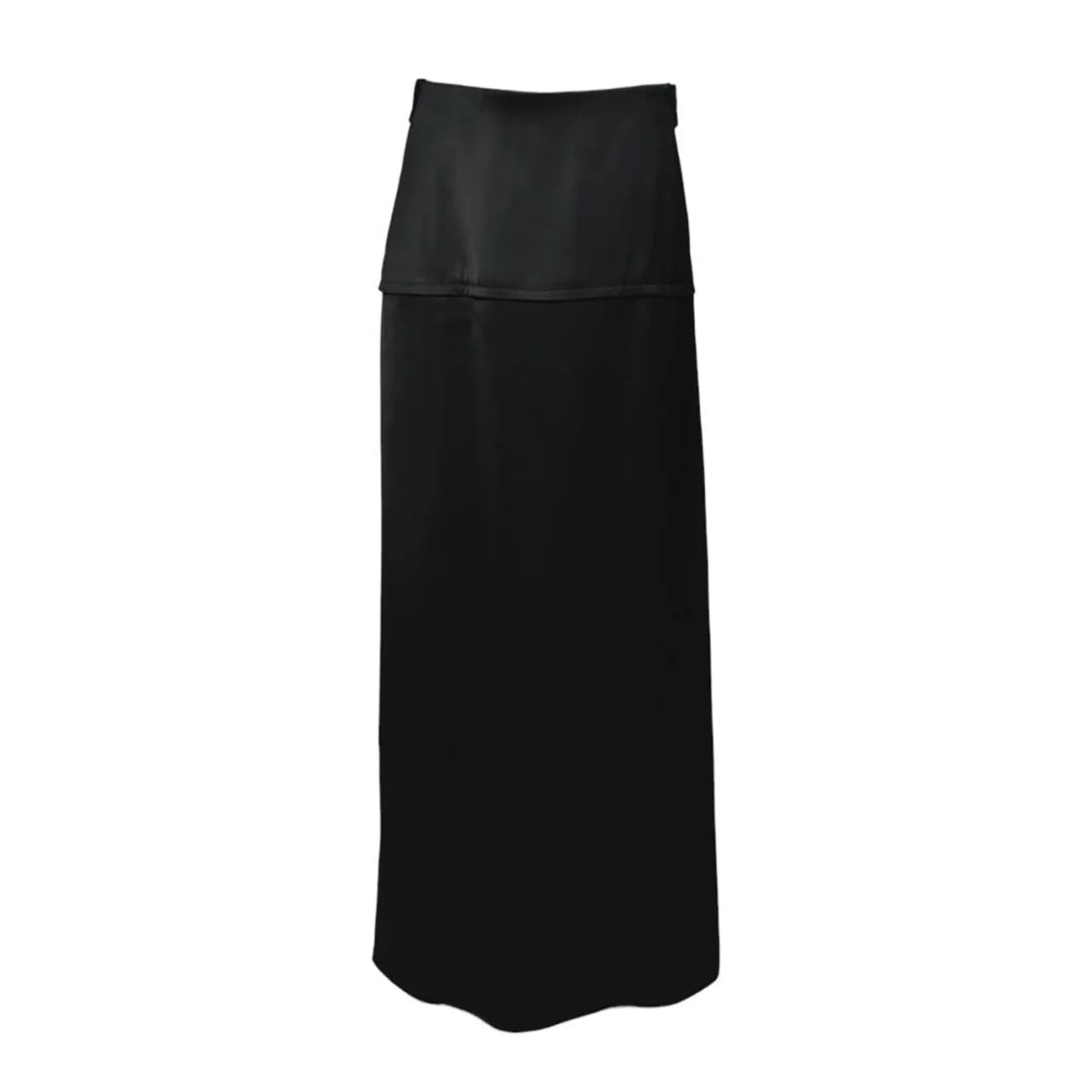 Black Viscose Satin Long Skirt