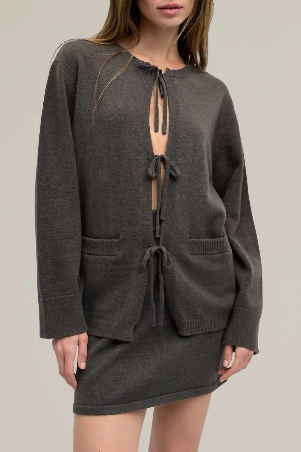 Knit Sweater Skirt In Charcoal