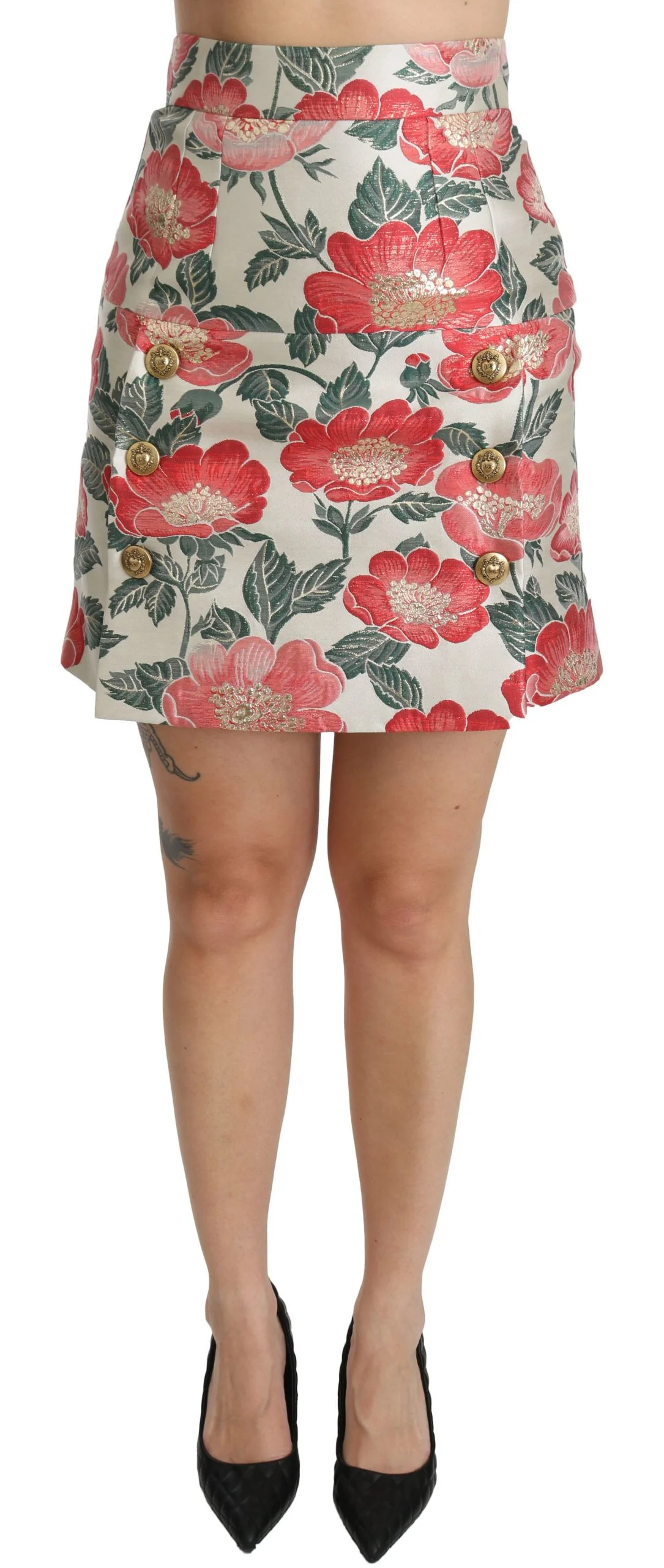 Dolce & Gabbana Elegant Floral High Waist Women's Skirt