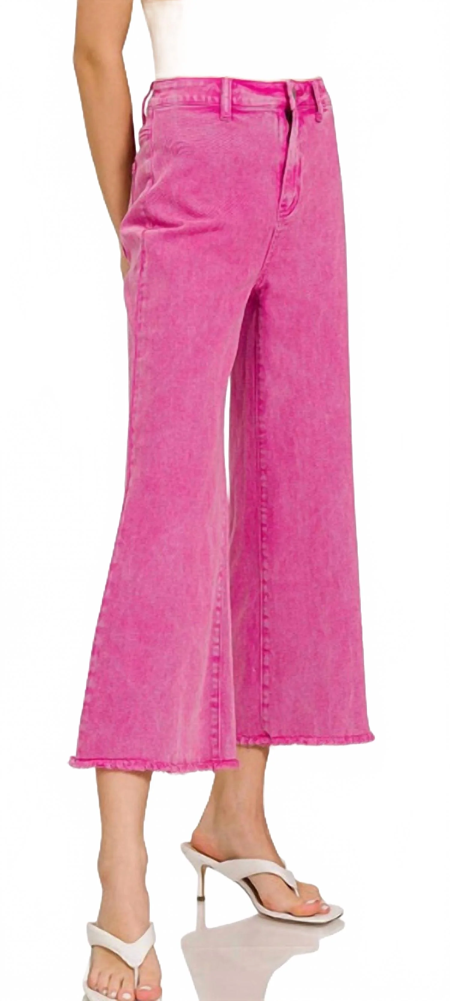 Wide Leg Jeans In Pink