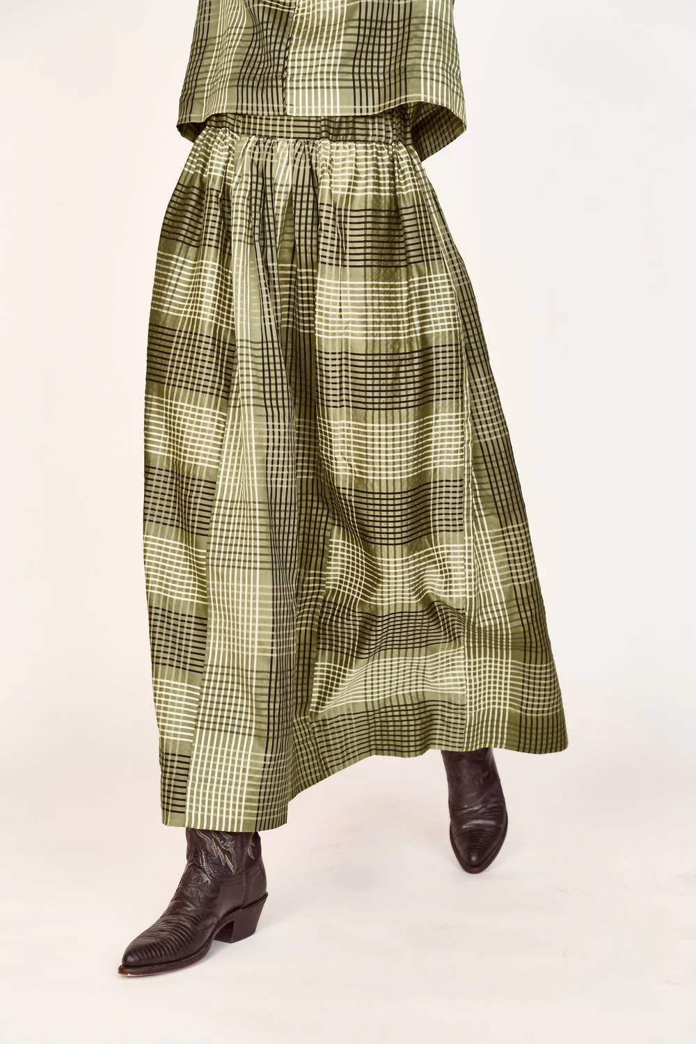 Verona Skirt In Olive Plaid