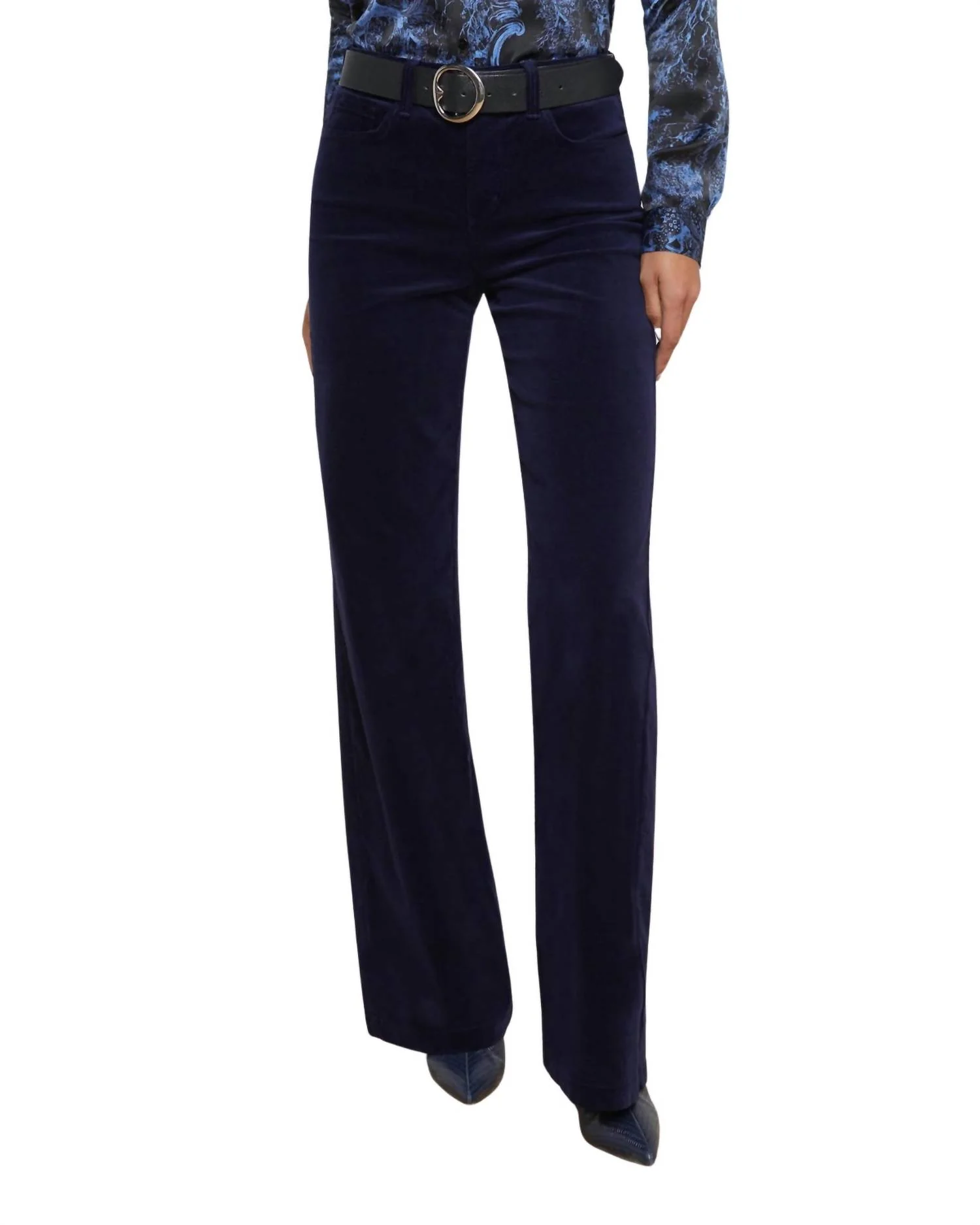 Clayton Wide Leg In Navy Velvet