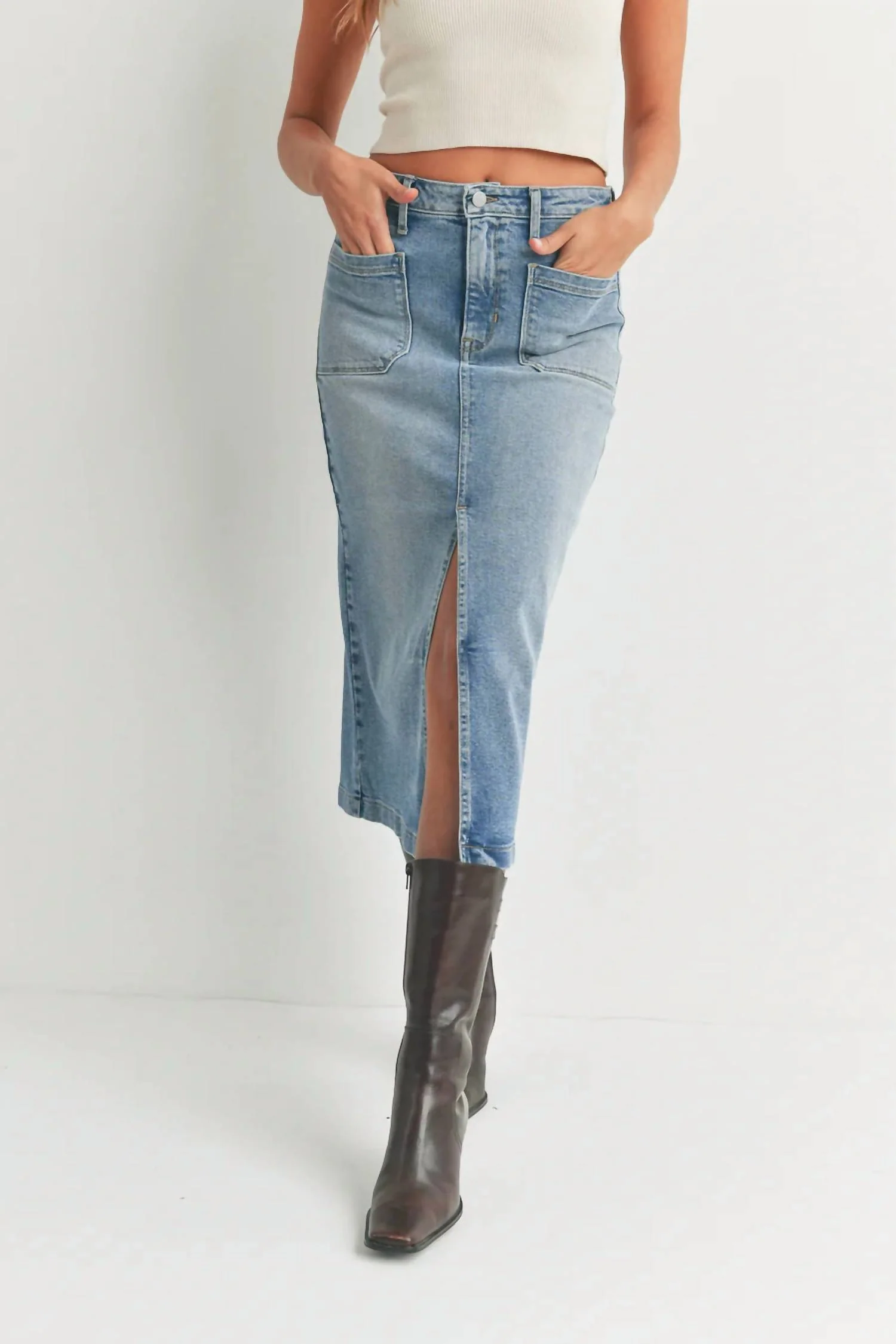 Back To School Denim Skirt In Medium Denim