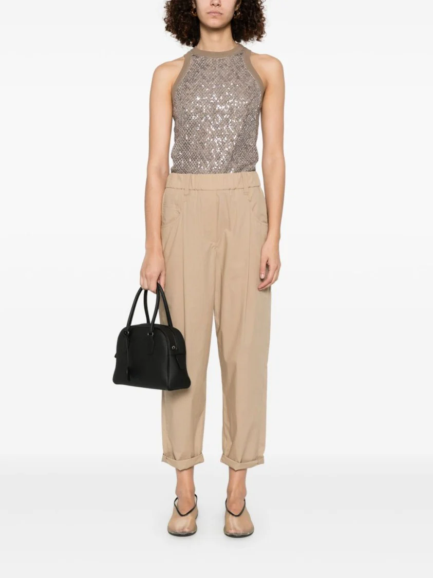 Light Brown Trousers With Elasticated Waistband
