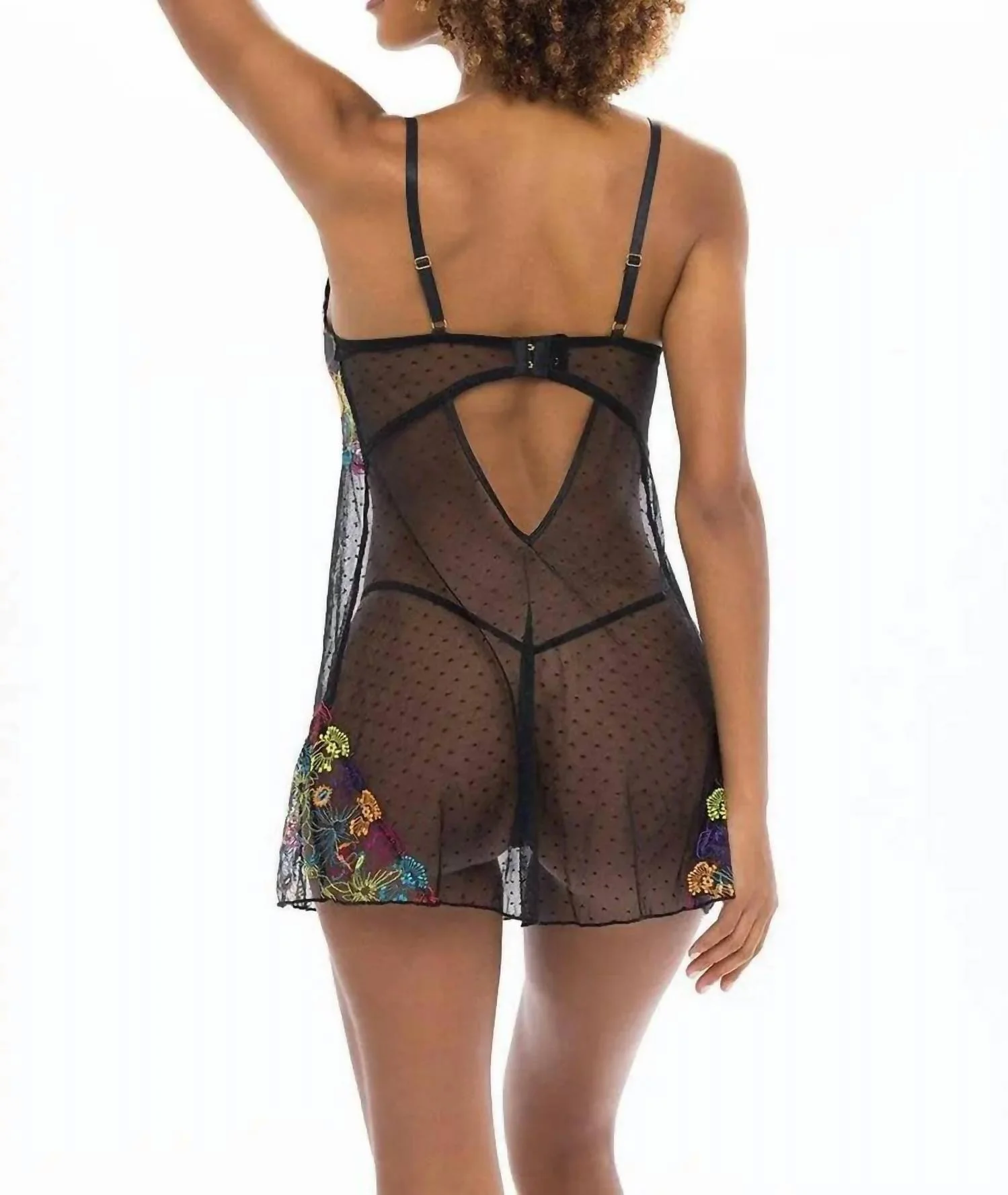 Isla Embroidered Babydoll In Black