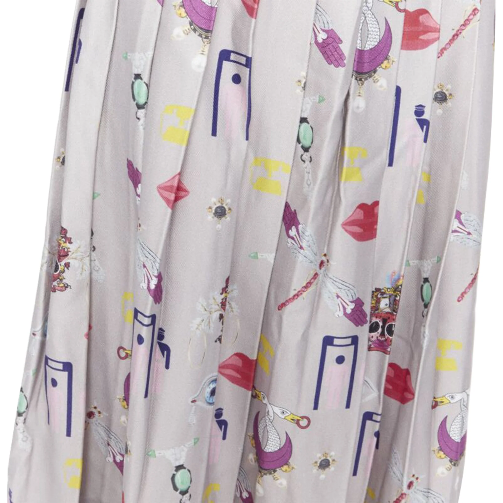Mary Katrantzou mixed illustration print pleated midi skirt