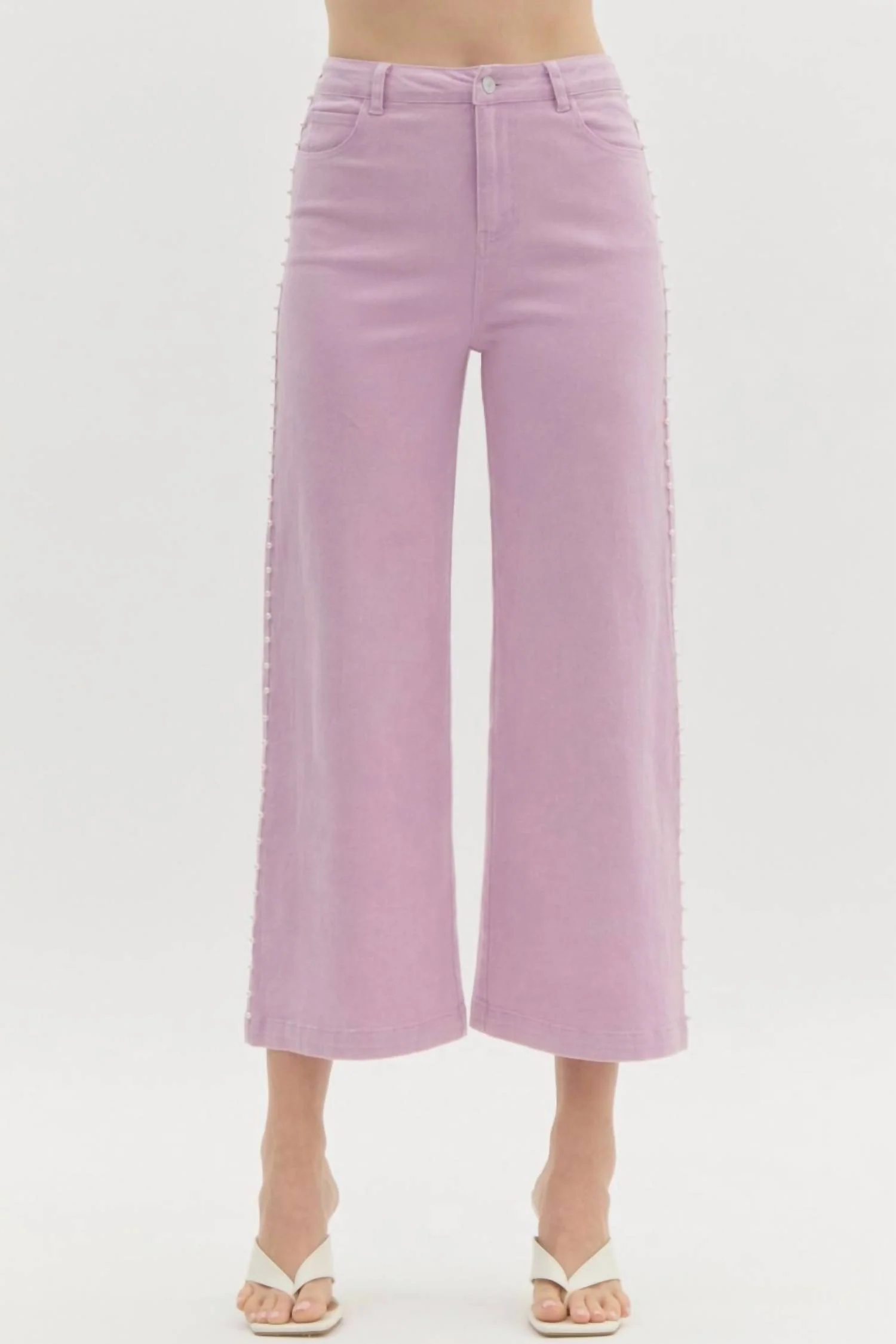Dripping Pearl Denim Pants In Lilac