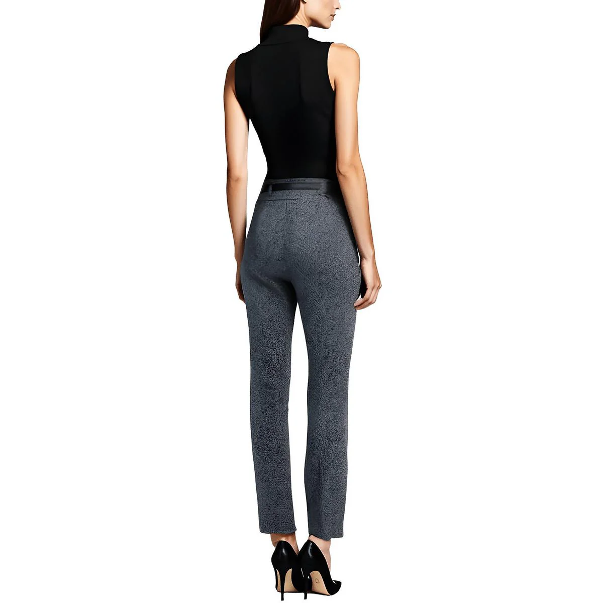 Womens High-Rise Herringbone Dress Pants