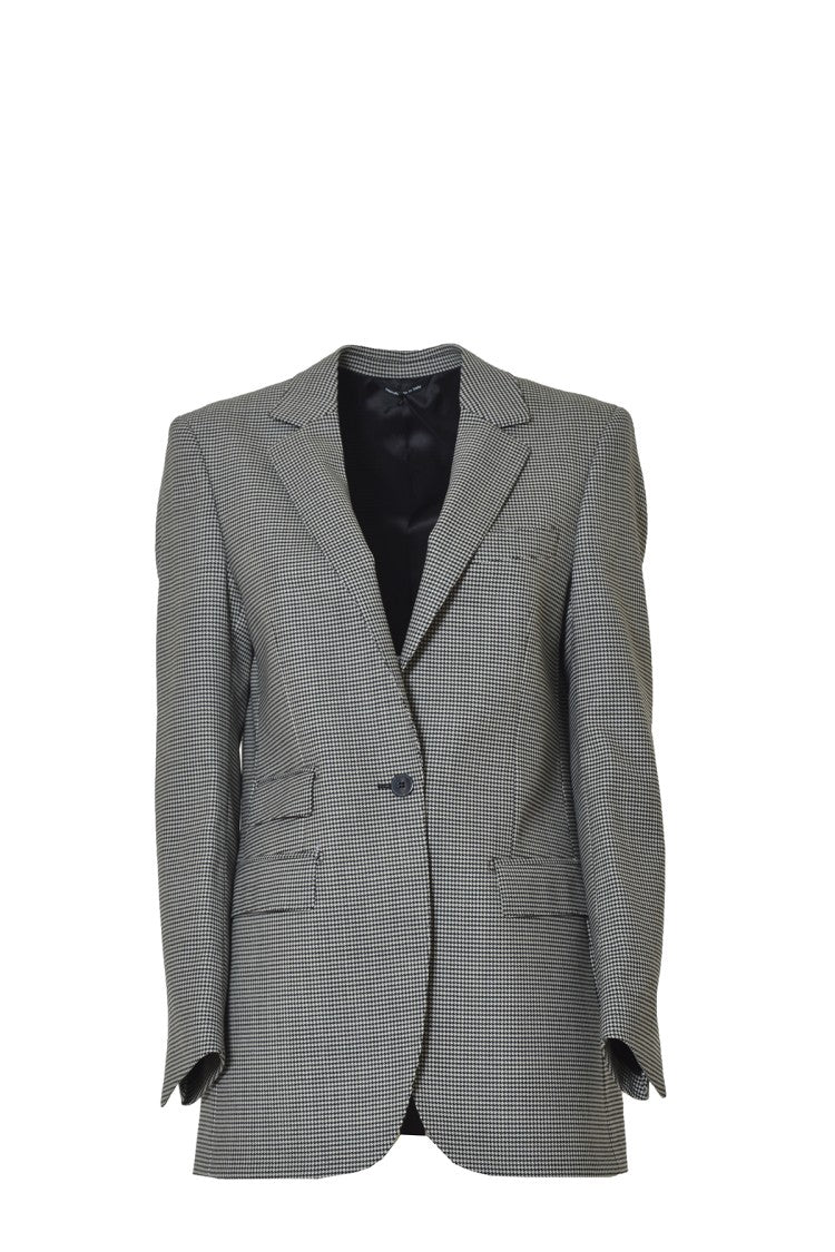 Straight Pied-De-Poule Virgin Wool Twill Blazer