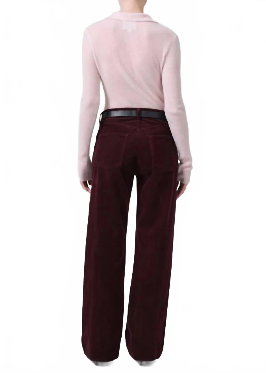 Annina High Rise Wide Leg Corduroy Trouser In Bordeaux