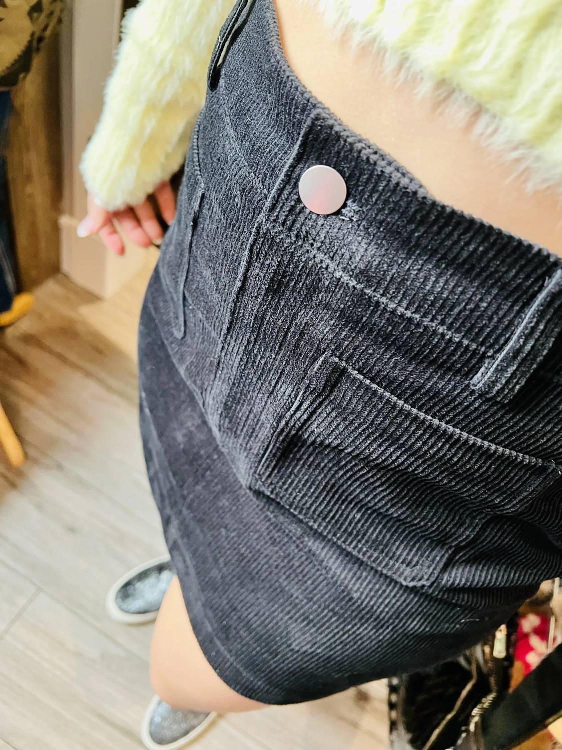 Awaiting Fall Corduroy High-Waisted Mini Skirt In Black