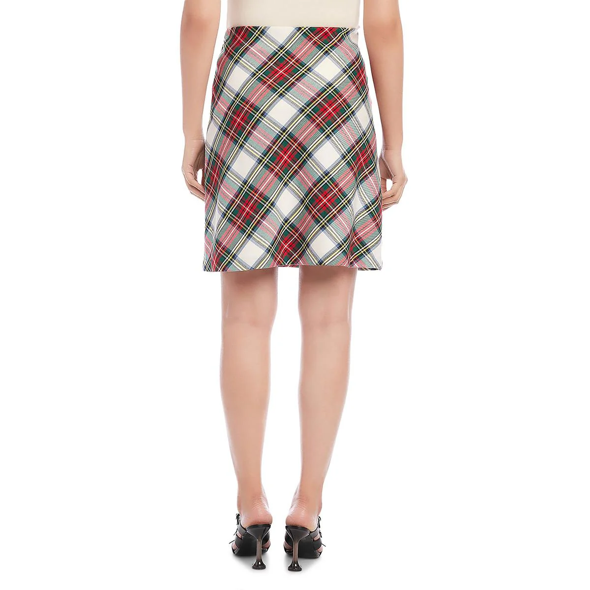 Womens Above Knee Plaid Pencil Skirt