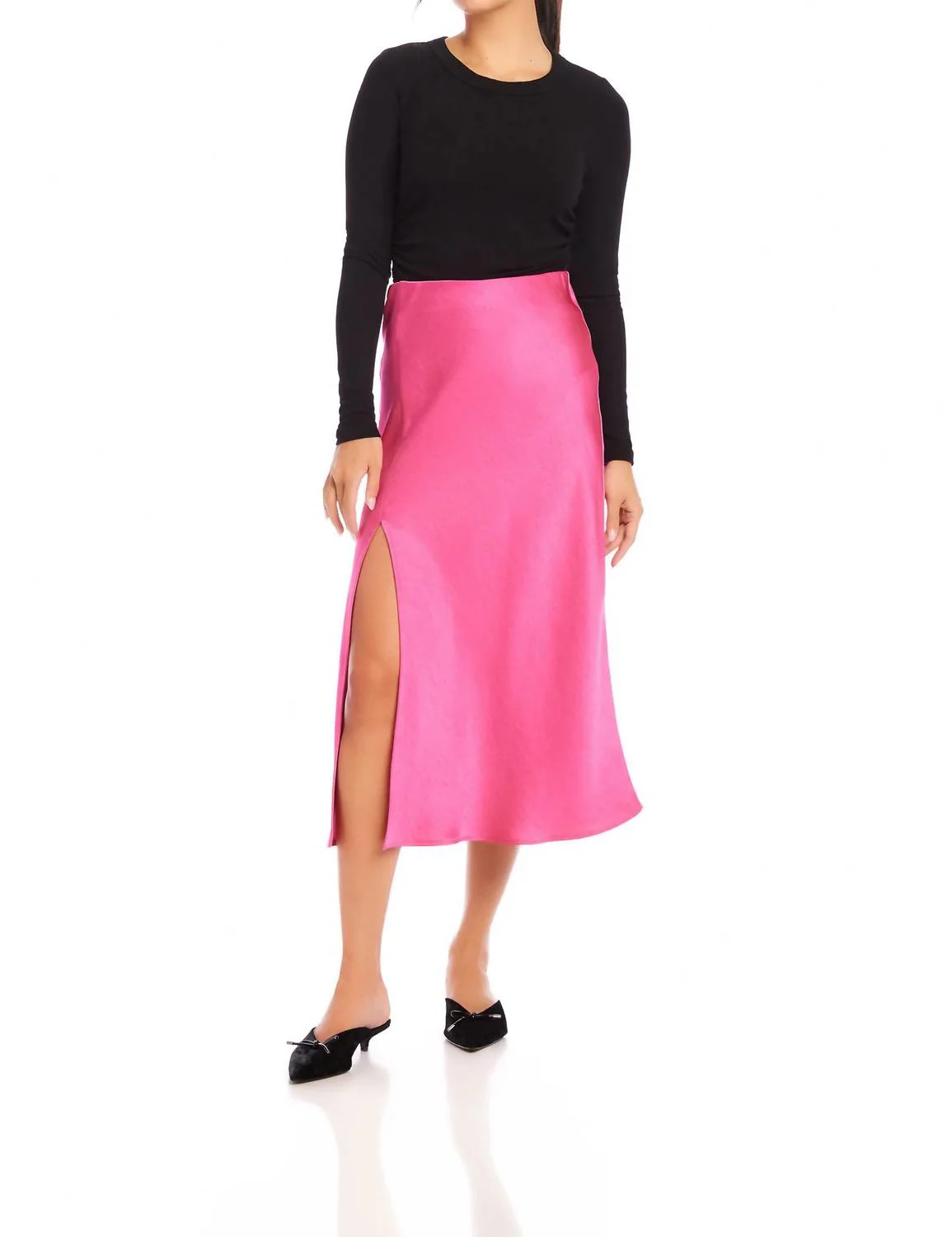 Brielle Midi Skirt In Hot Pink