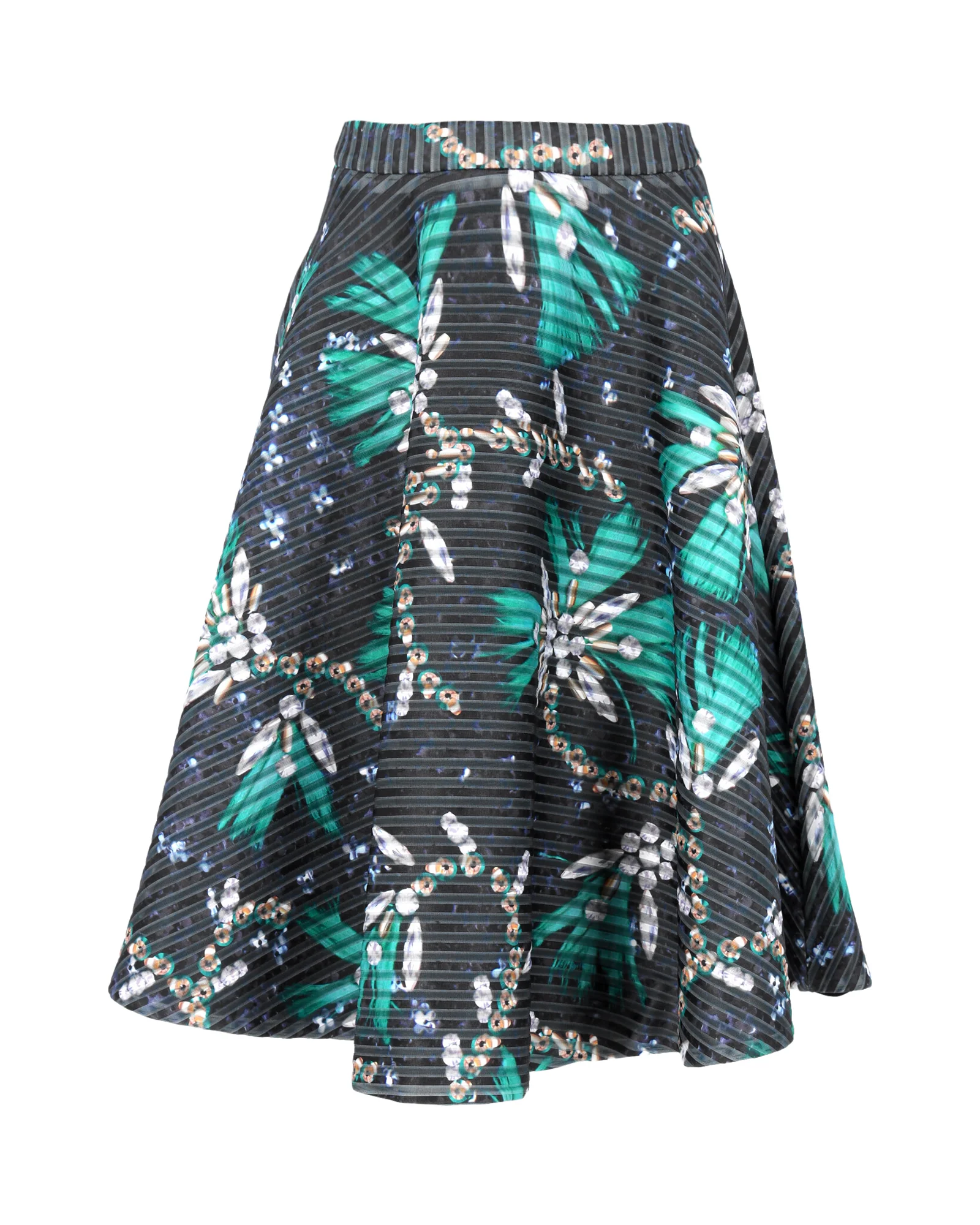 Mary Katrantzou Floral-Print Knee-Length Skirt in Green Polyester