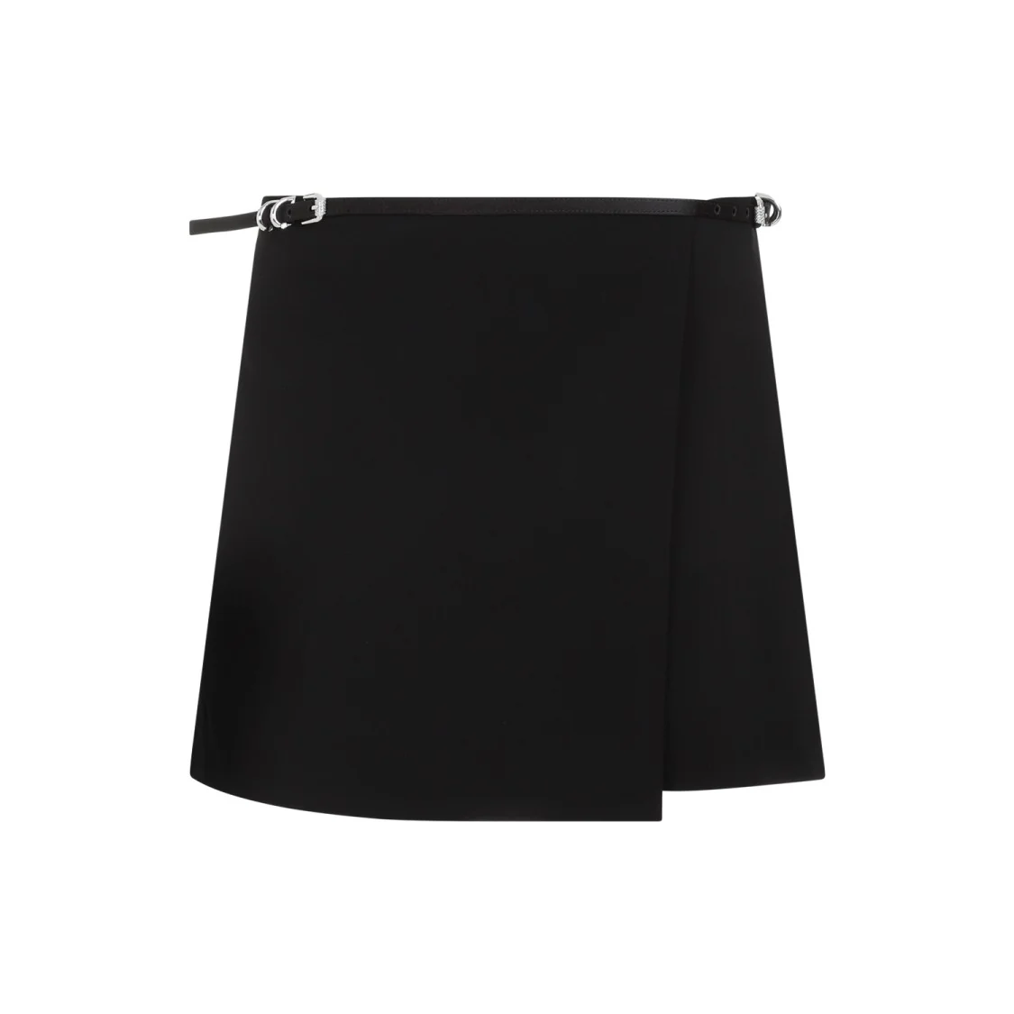 Black Acetate Mini Wrap Voyou Skirt