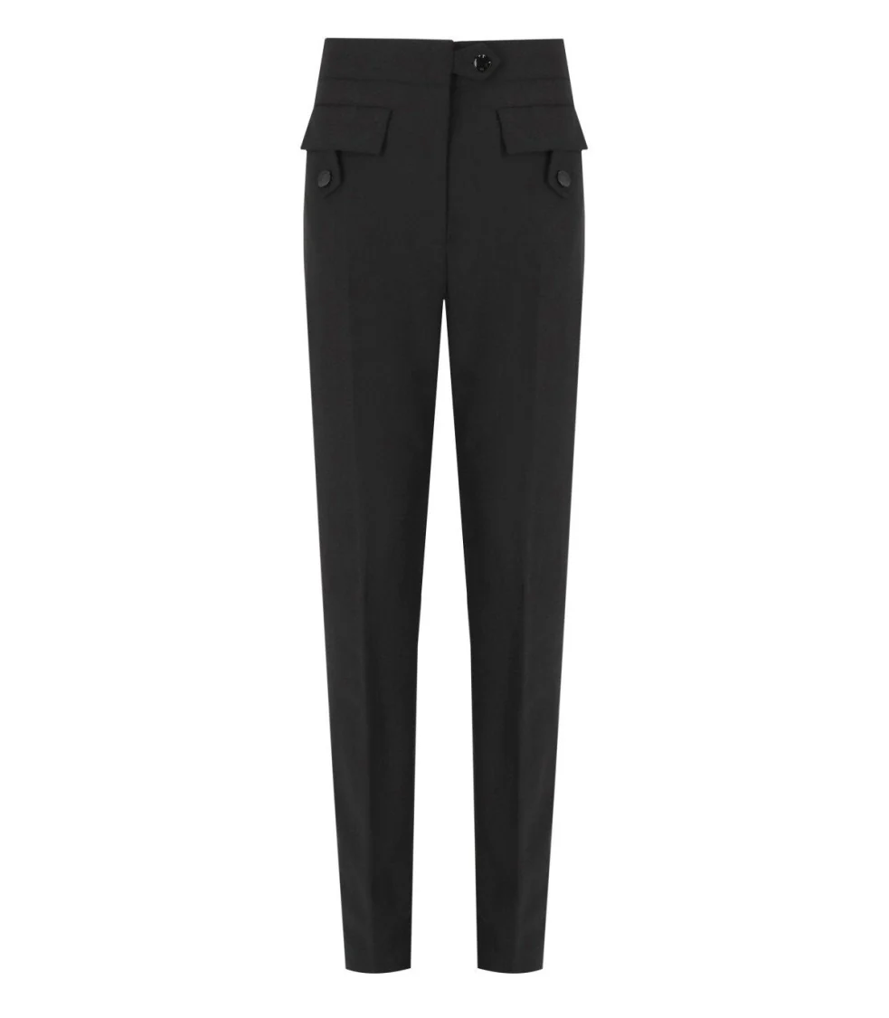 Twill Black Pants With Pockets