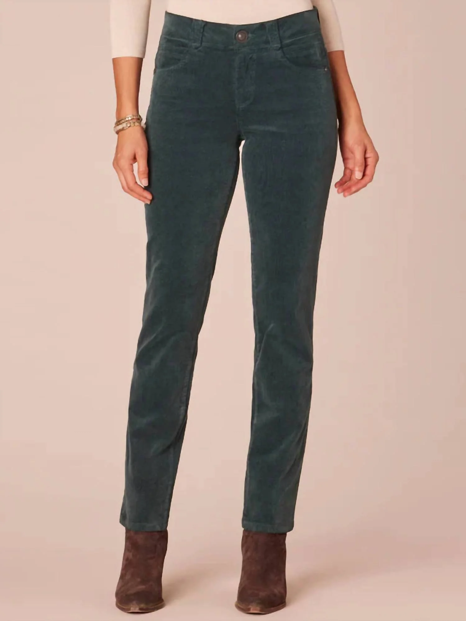Corduroy Straight Leg Pants In Deep Pine