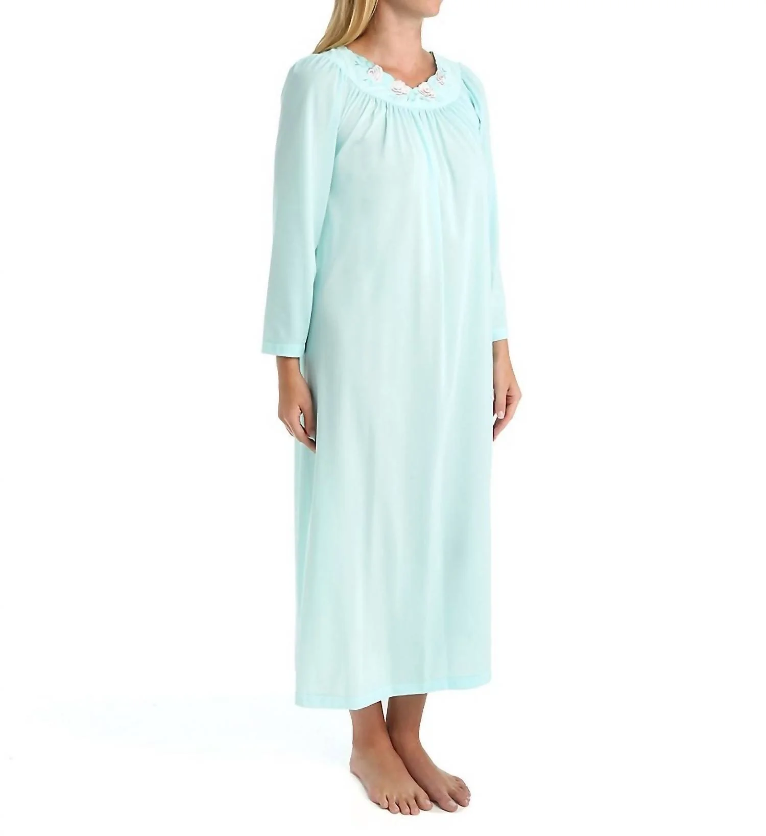 Petals 53 Inch Long Sleeve Gown In Seafoam