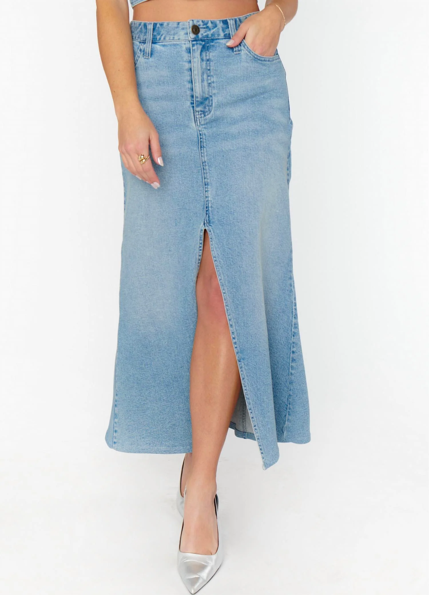 Mcentire Maxi Skirt In Stone Blue