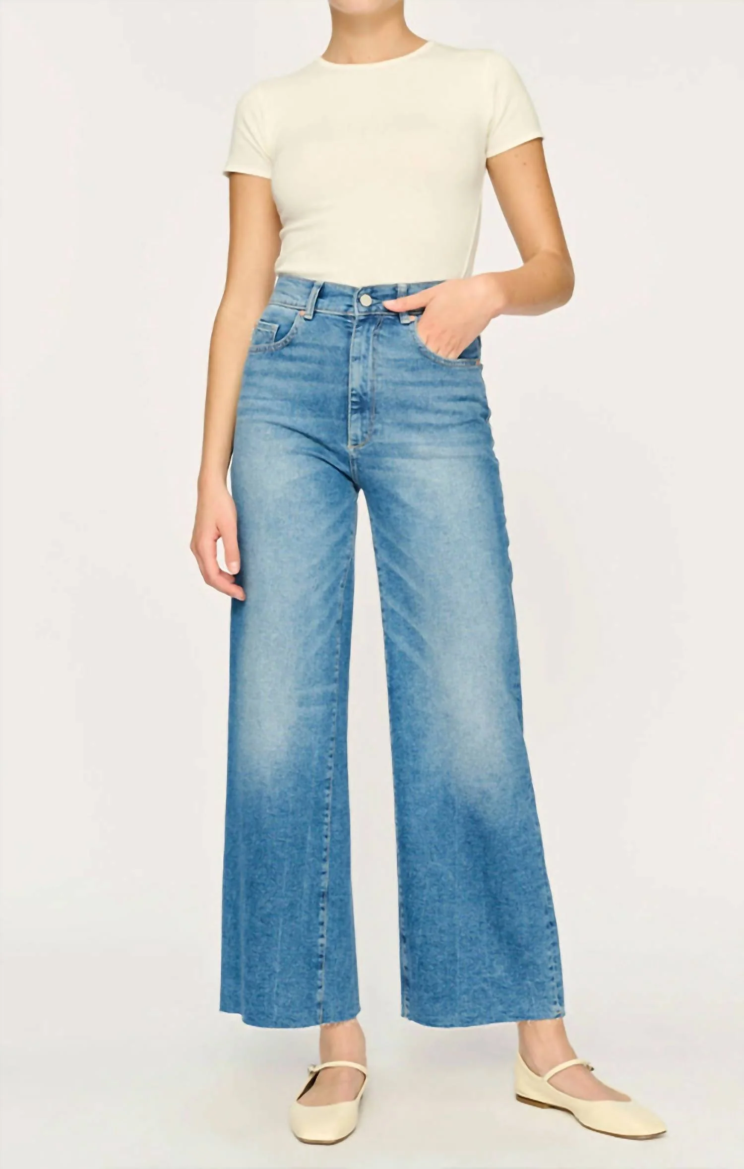 Hepburn Wide Leg High-Rise Jeans In Denim