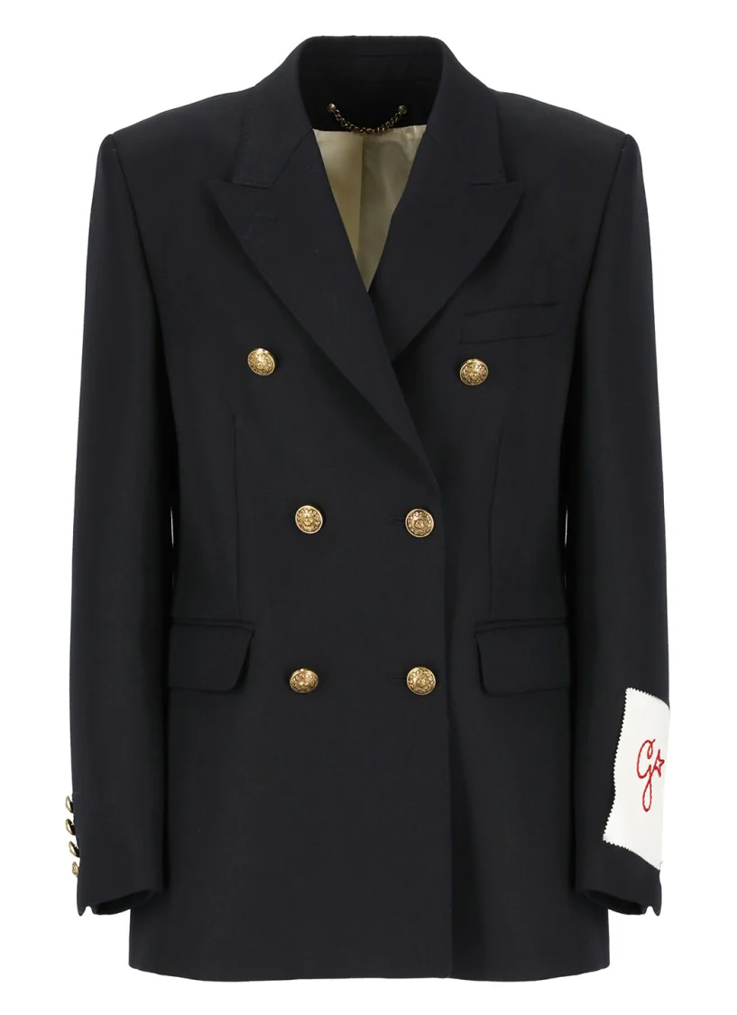 Dark Blue Diva Double-Breasted Blazer