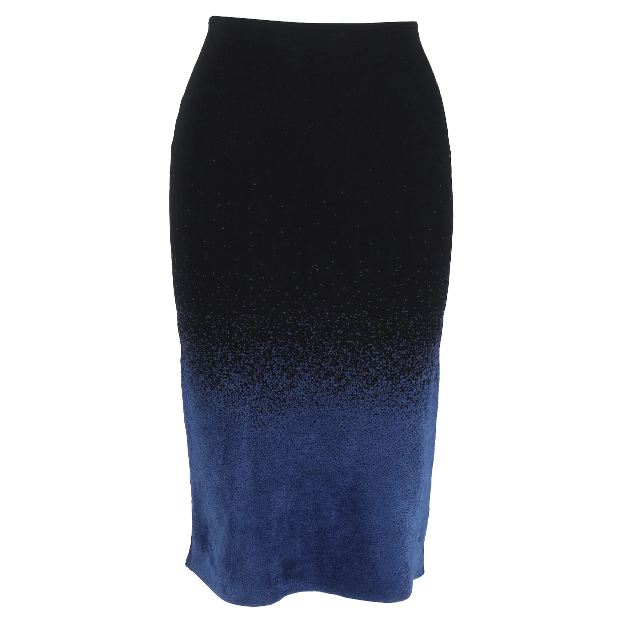 Roland Mouret Gradient Midi Pencil Skirt in Black and Blue Wool