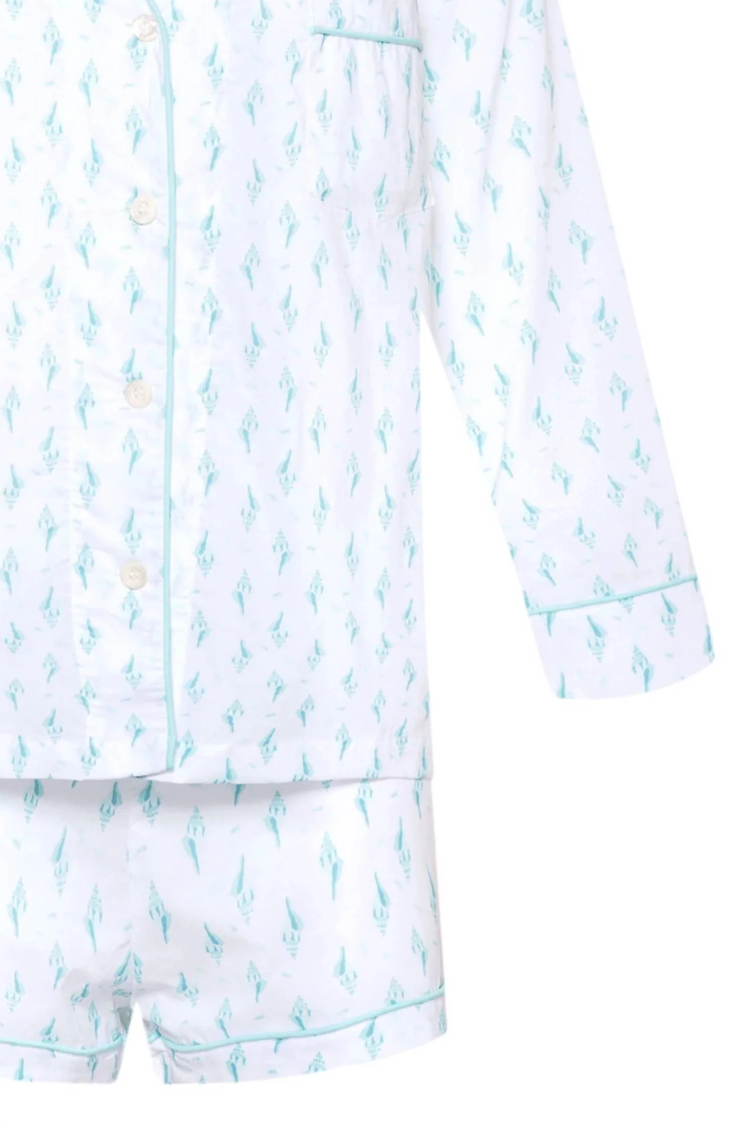 Lorient Short Pajama Set In Aqua Shells