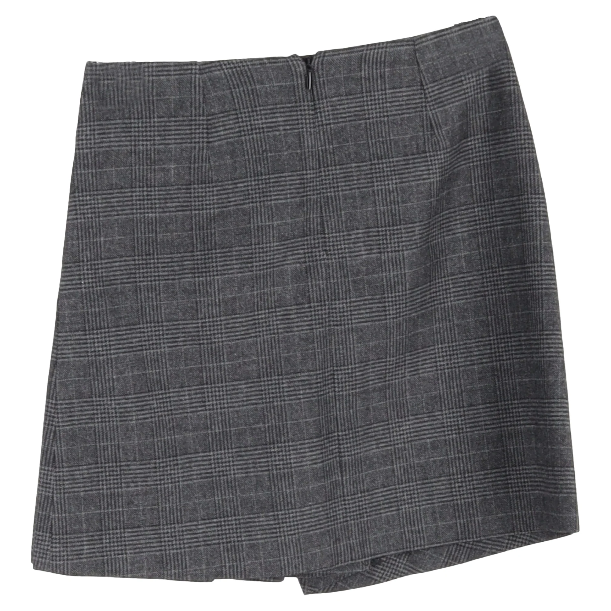 Maje Plaid Pleated Mini Skirt in Grey Wool