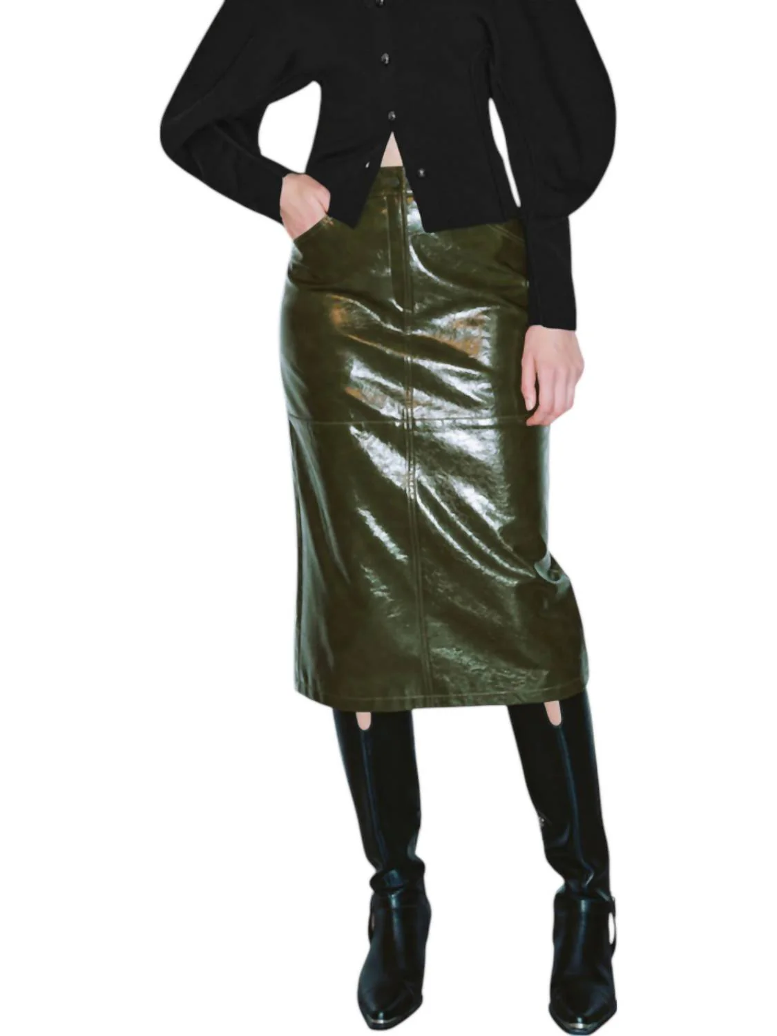 Vegan Leather Skirt In Green