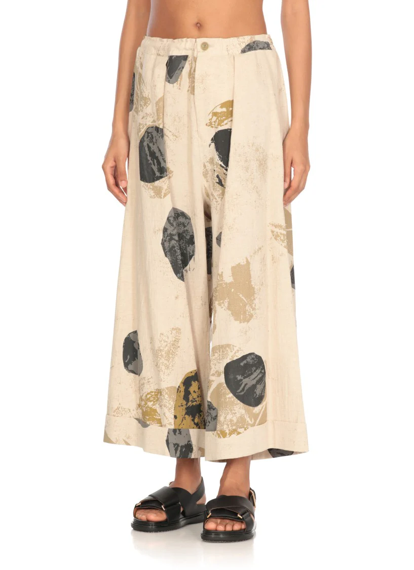 Ivory Cotton And Linen Pants