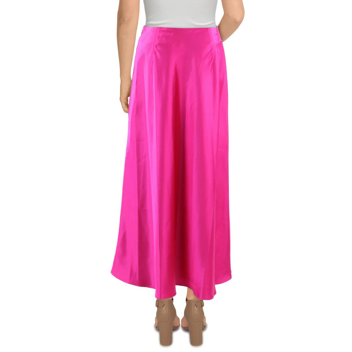 Womens Split Hem Polyester Midi Skirt