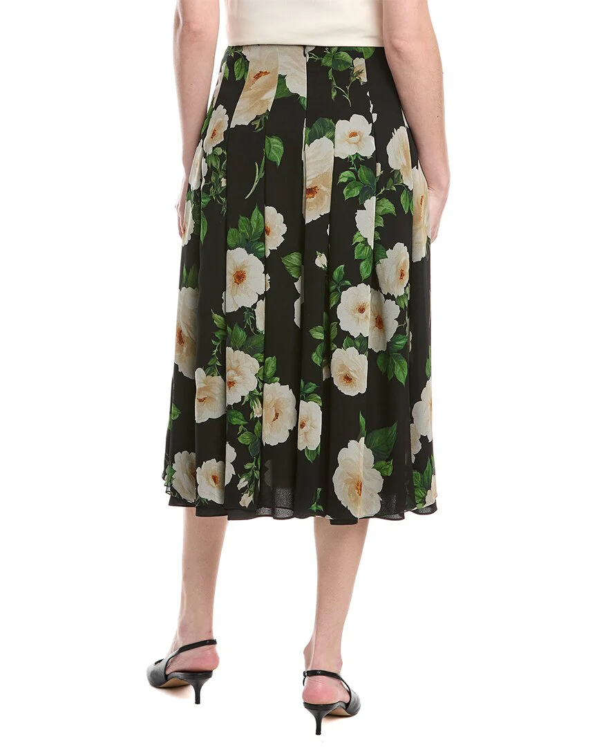 Carolina Herrera Pleated Silk Midi Skirt