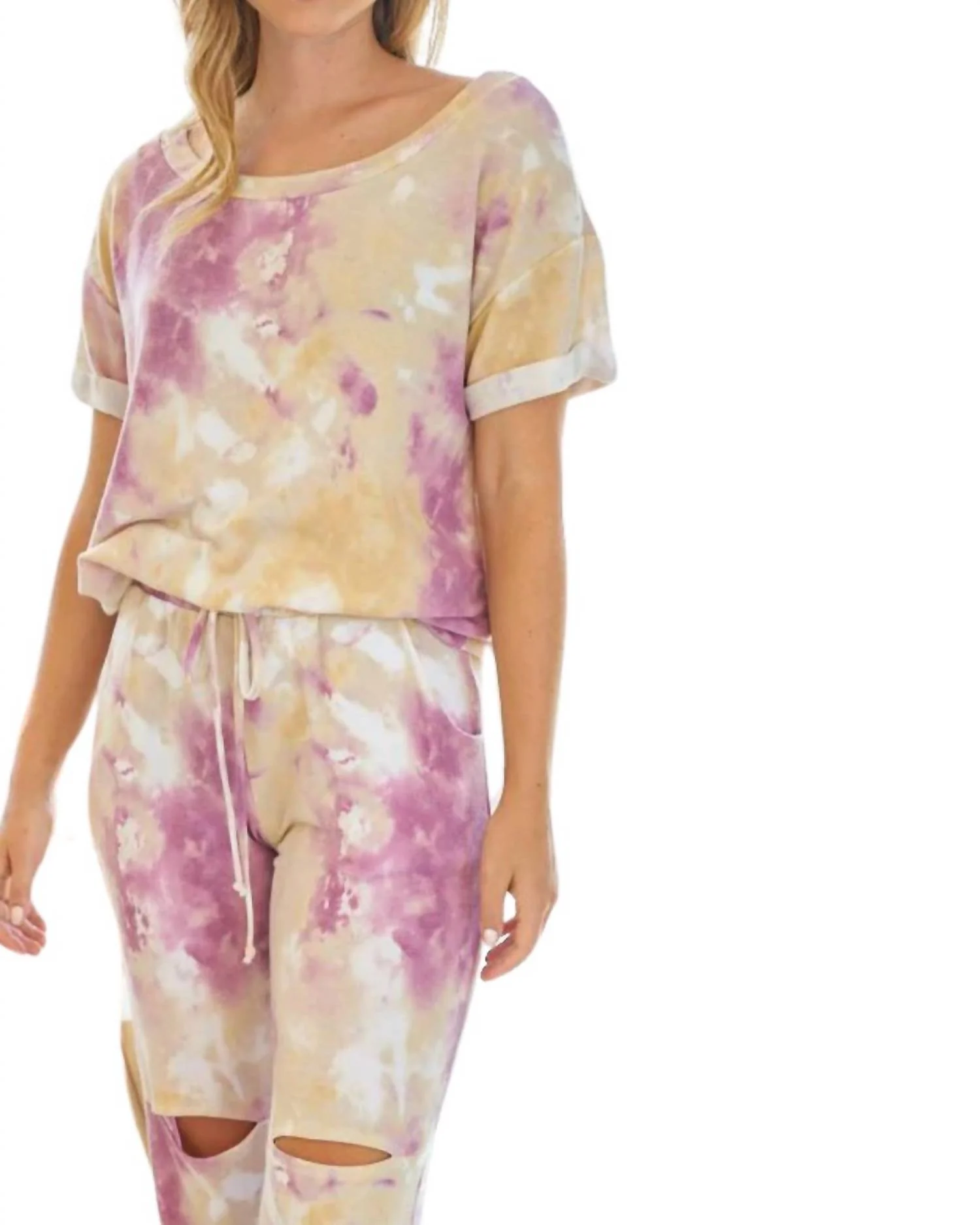 Tie Dye Knit Two Piece Set In Multi