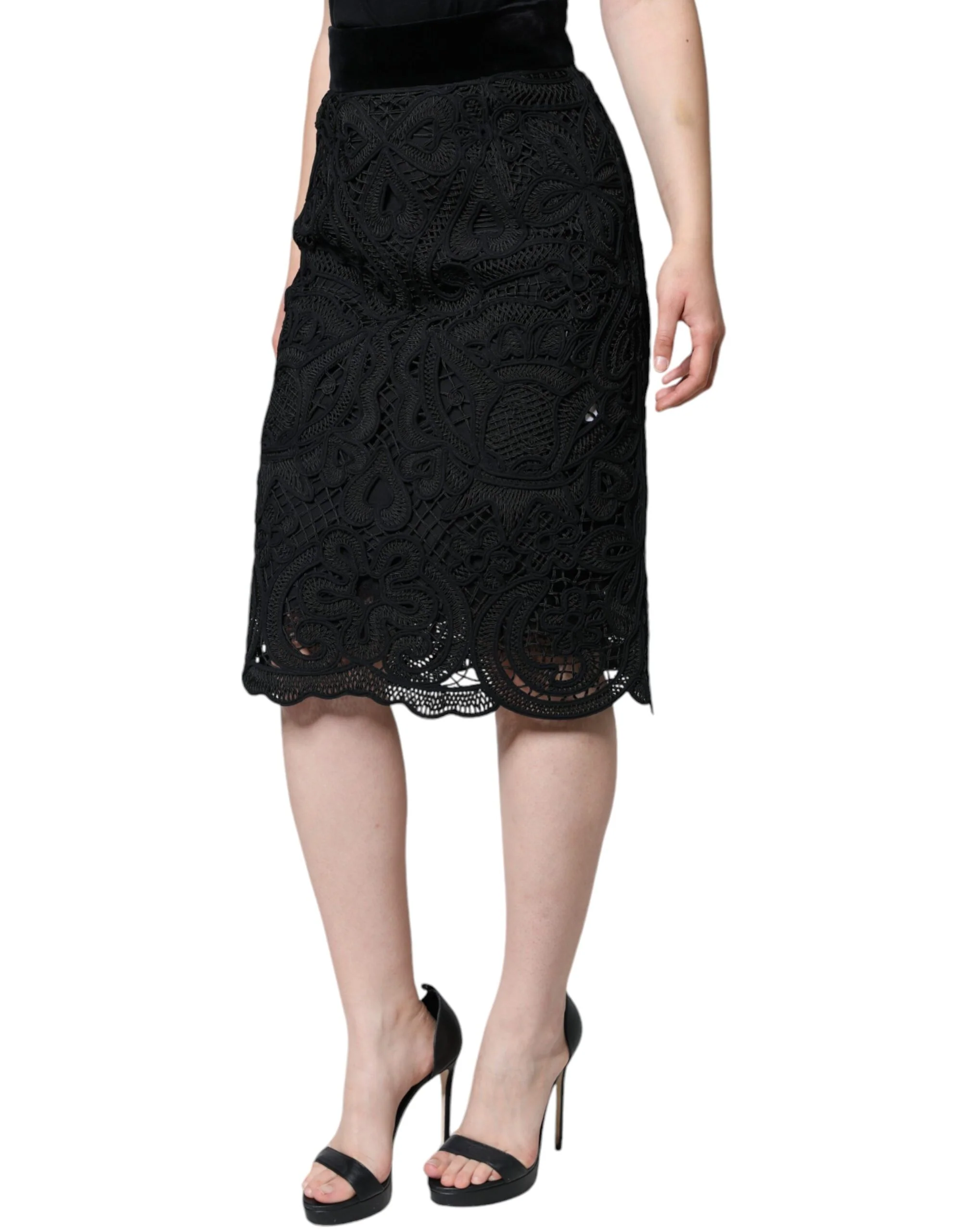 Dolce & Gabbana Floral Lace HighWaist Pencil Cut Women's Skirt