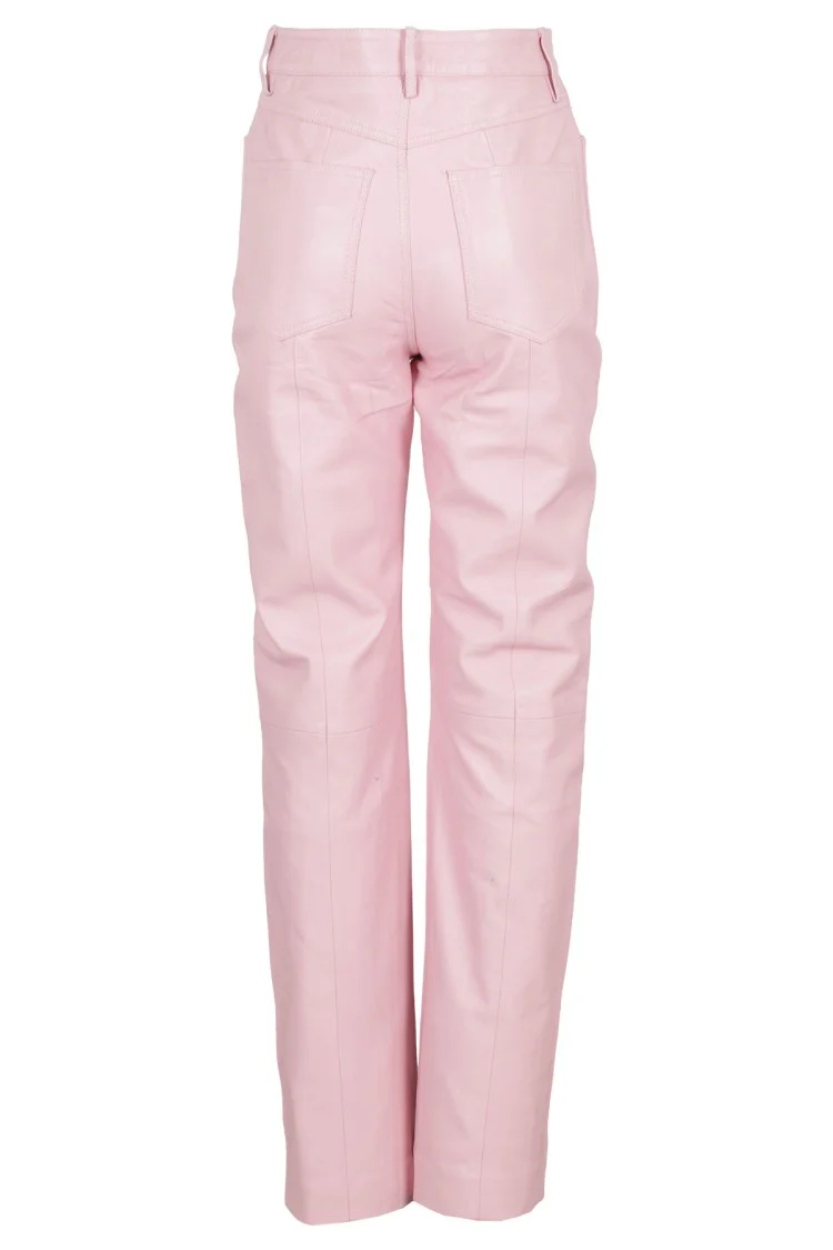 Orchid-Colored Leather Pants