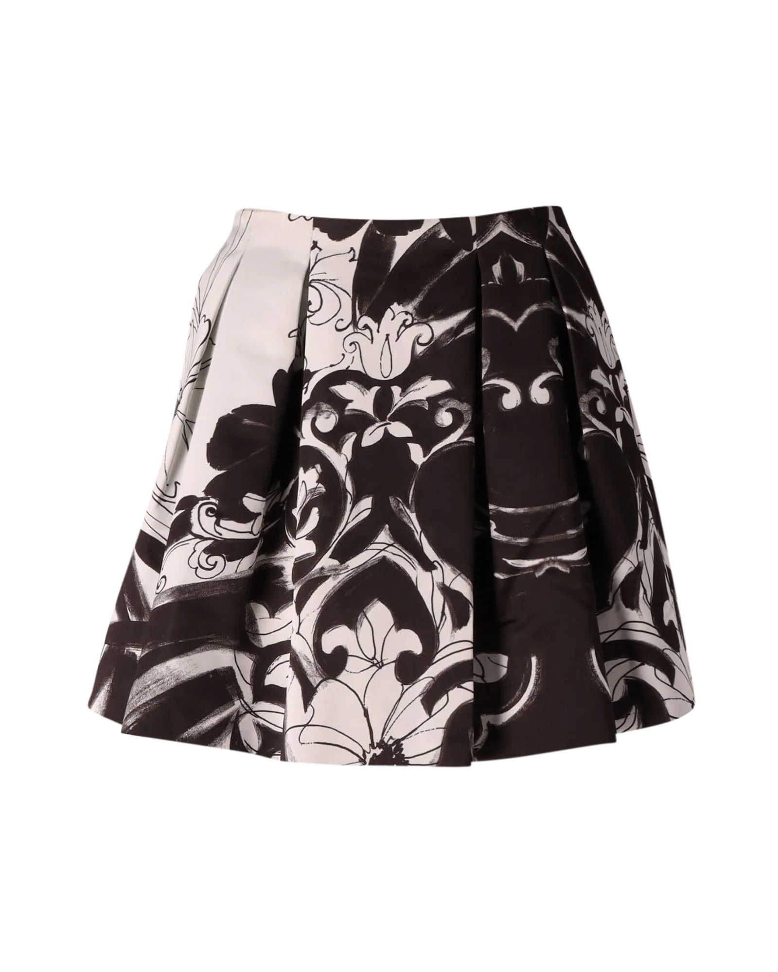 Alice + Olivia Pleated Mini Skirt in Black Polyester
