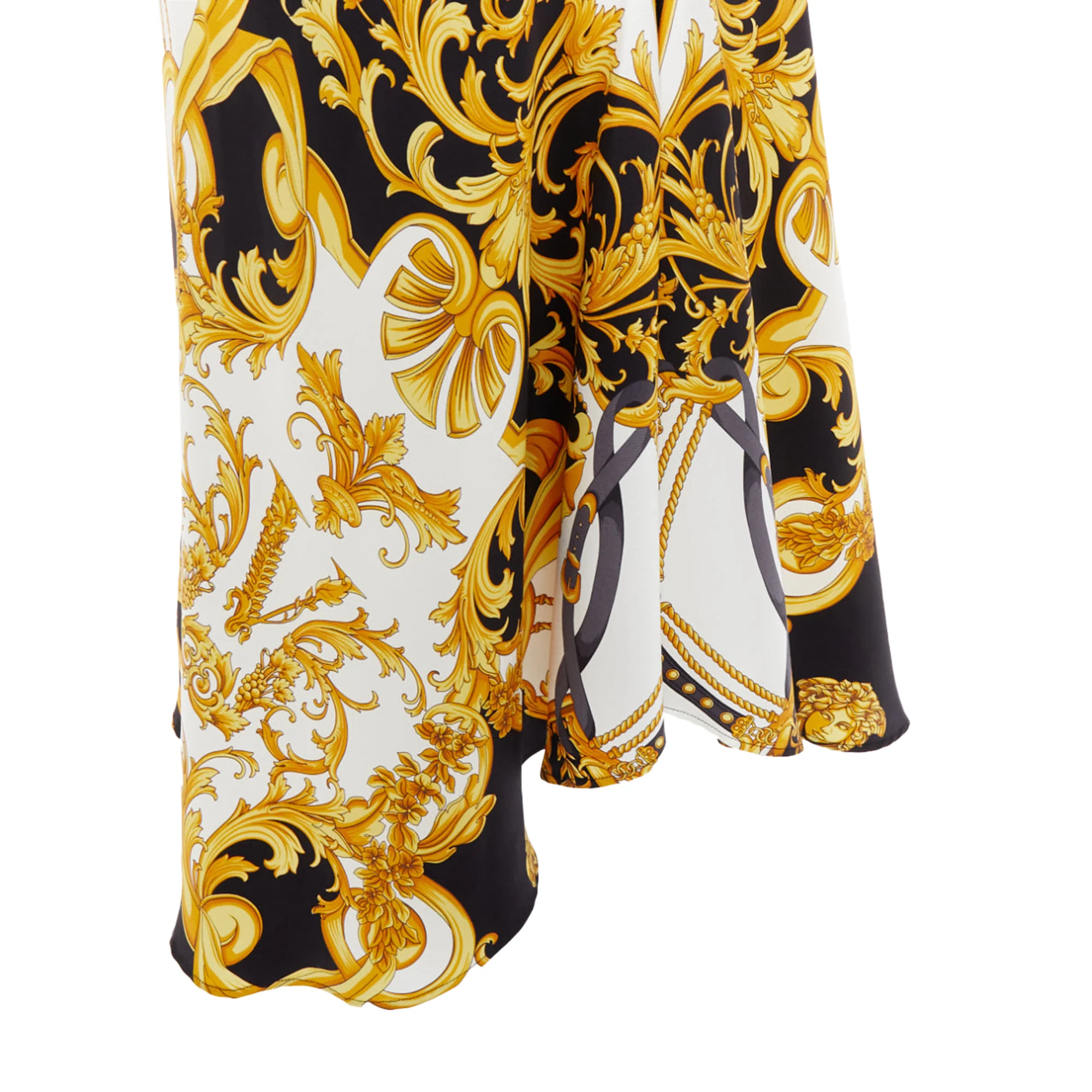Versace Rodeo Barocco Silk Viscose Bias Cut Skirt