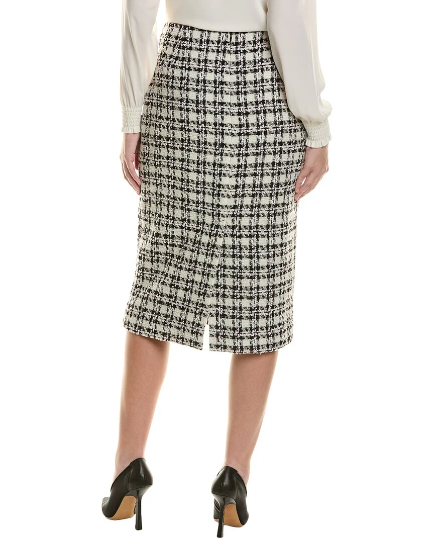 St. John Plaid Wool-Blend Pencil Skirt