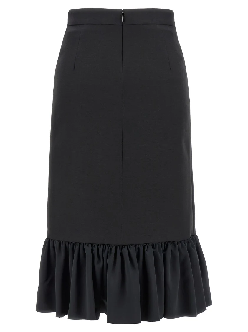 Crepe Couture Midi Skirt With Velvet Bow