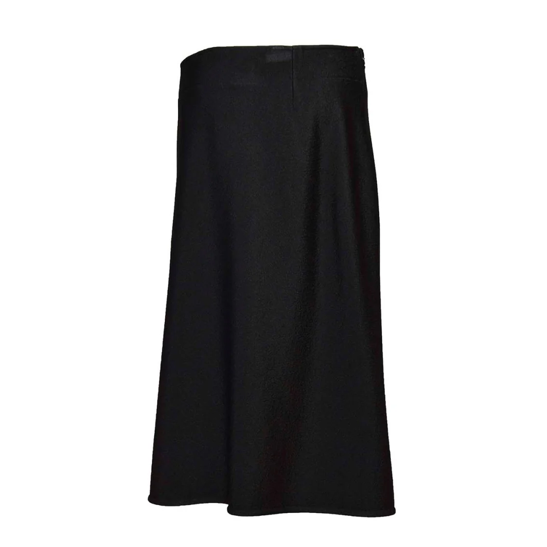 Black Viscose Flared Midi Skirt