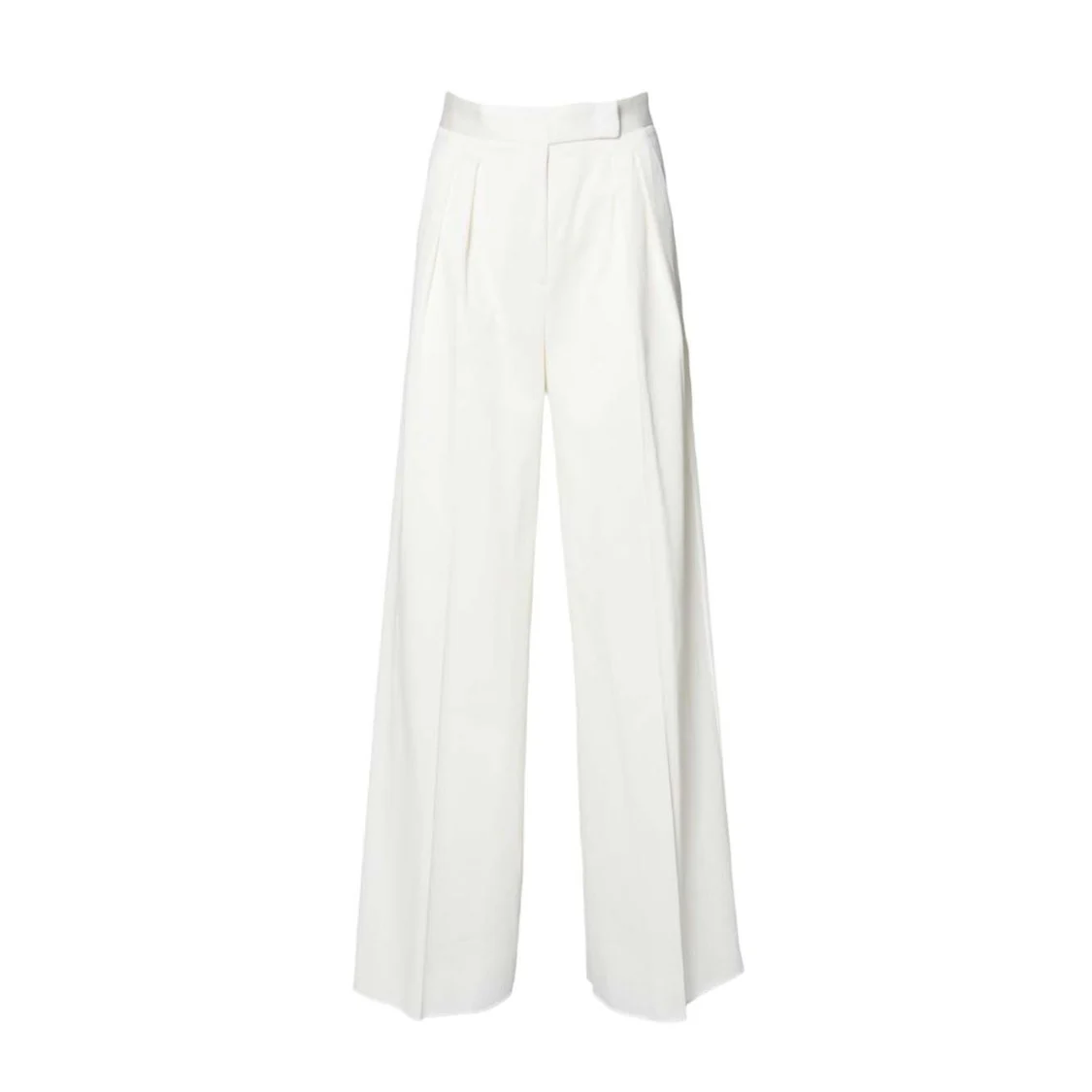 Chenzia Wide Trousers In White Pinstriped Jacquard Cotton