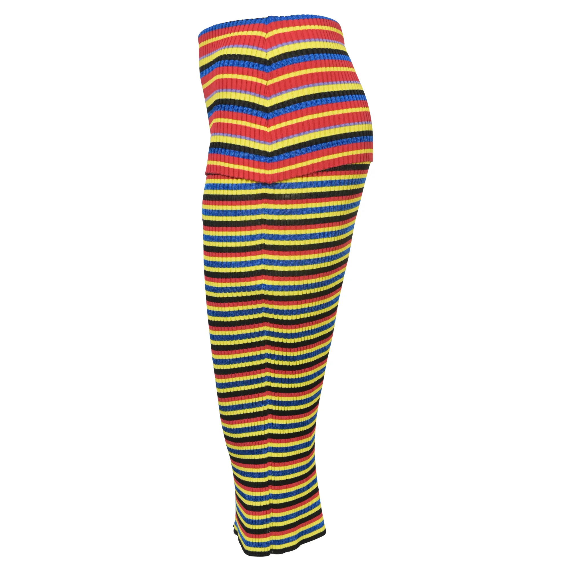 Versace Striped Ribbed-knit Pencil Skirt in Multicolor Wool