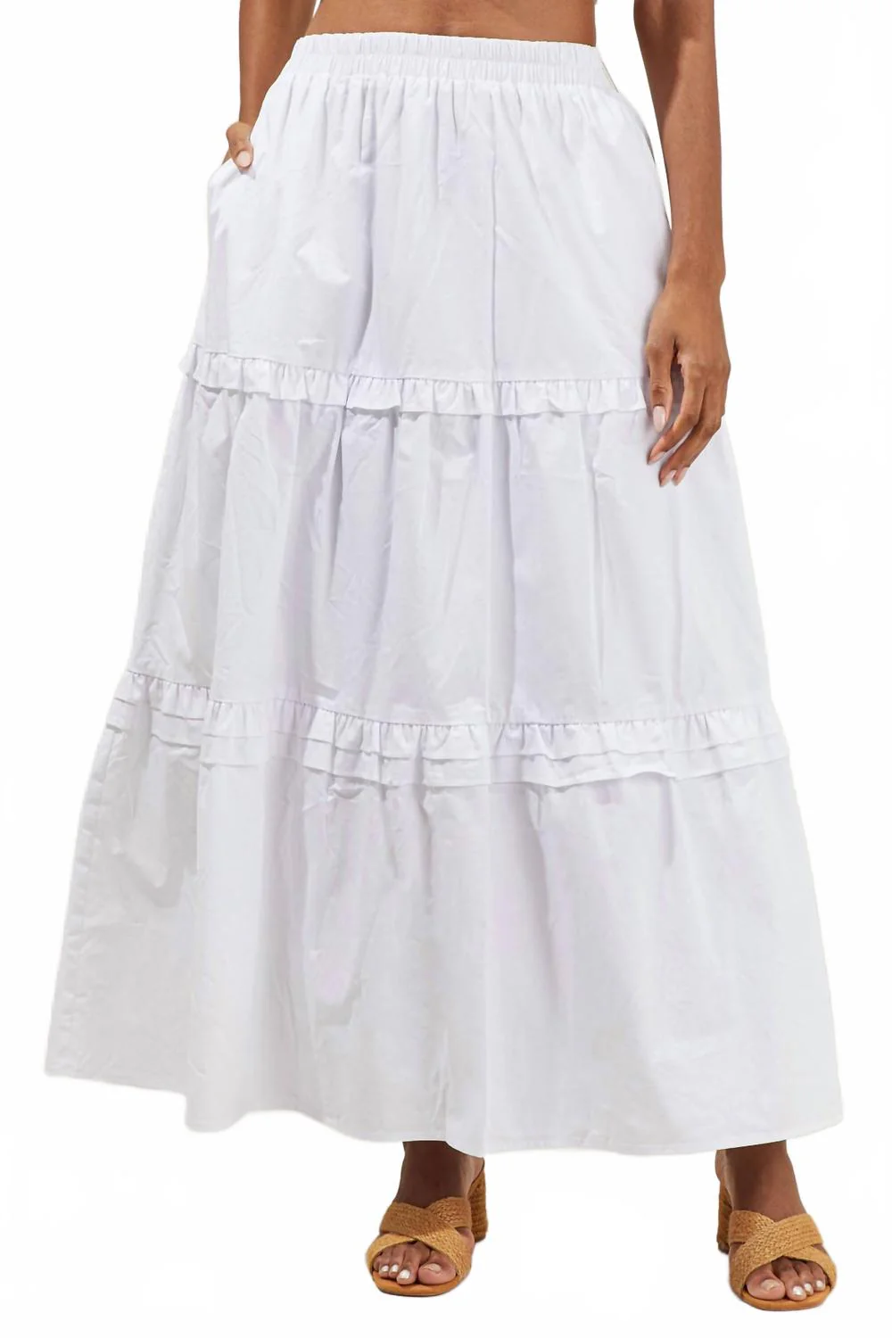 Isabel Ruffle Maxi Skirt In White