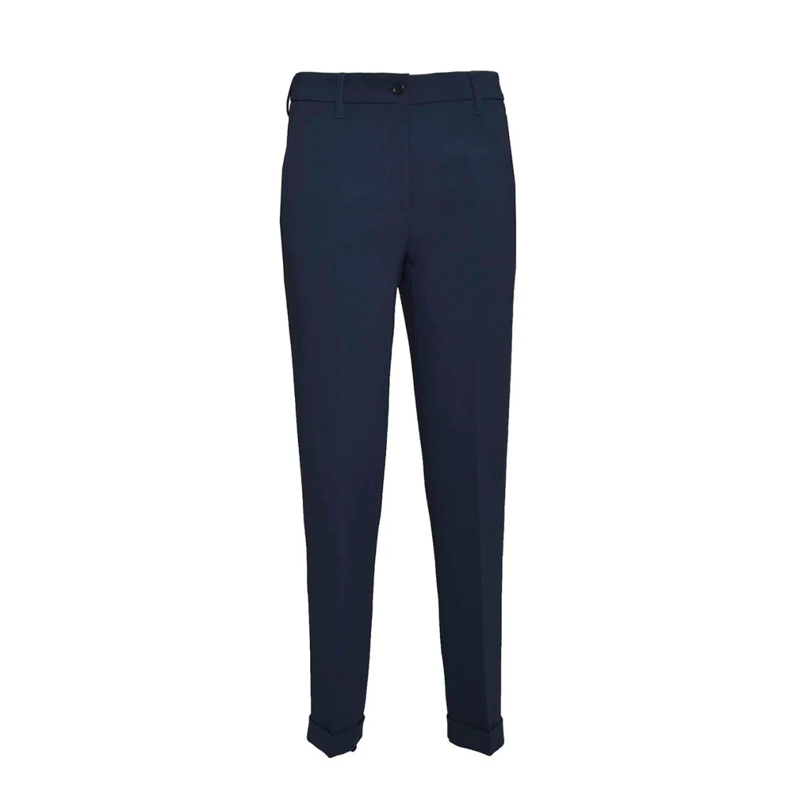 Straight Leg Trousers In Navy Blue Cady Crêpe