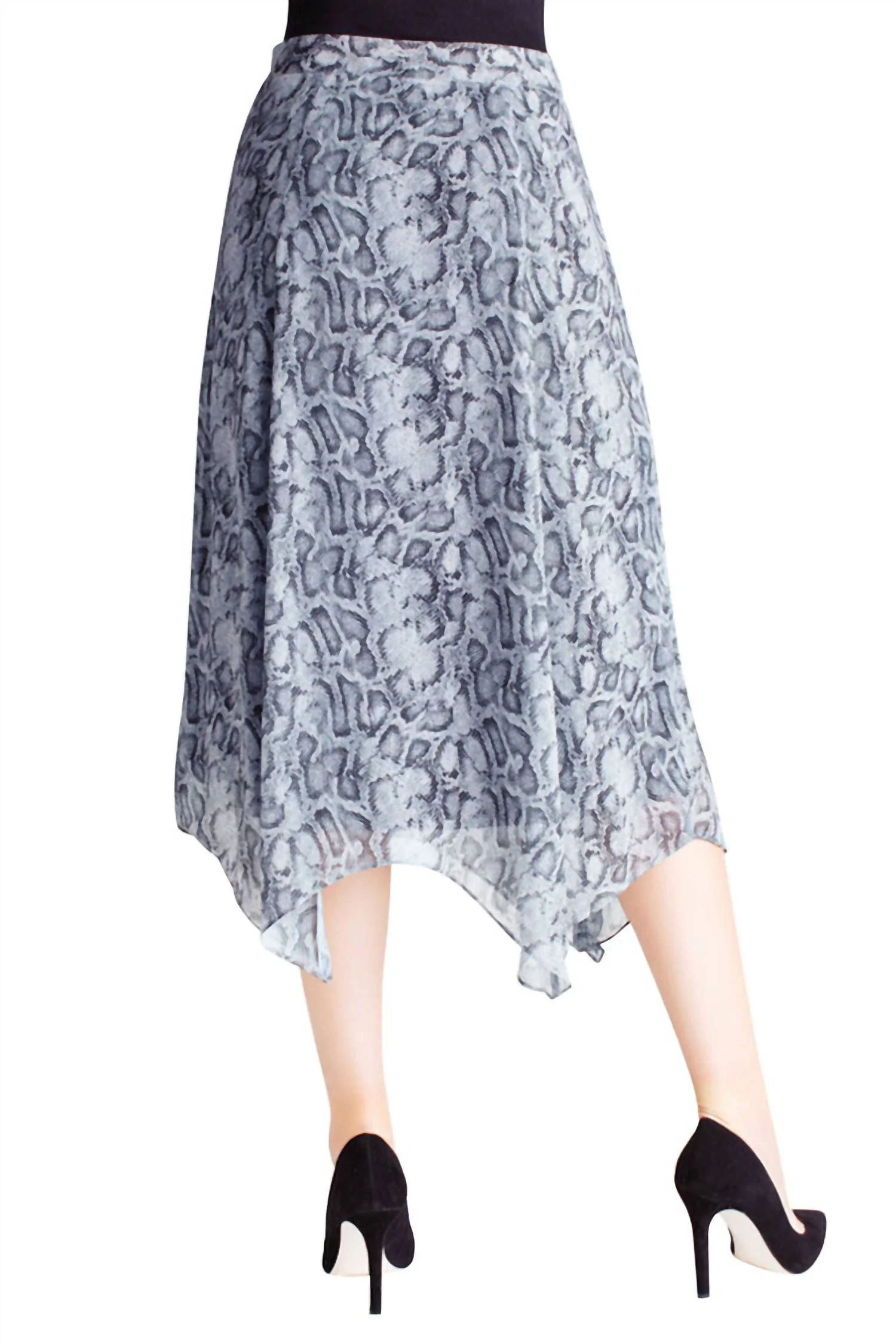 Chiffon Midi Skirt In Snakeskin